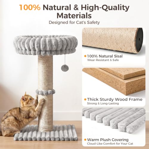 Avont Modern Cloud Cat Scratching Post with Perch for Indoor Adult Cats - color: Lightgrey