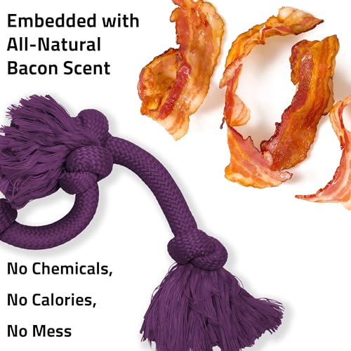 Playology Tug Rope Dog Toys for Large Breed Dogs - Mega Size, Bacon Scent - size: Mega, style: Bacon