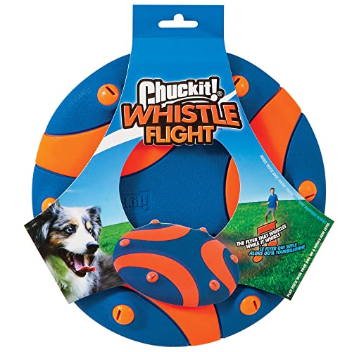 Chuckit! Whistle Flight Fetch Toy, Orange/Blue, for Medium to Large Dogs - size: 10.6"L x 1.2"W x 11.1"H