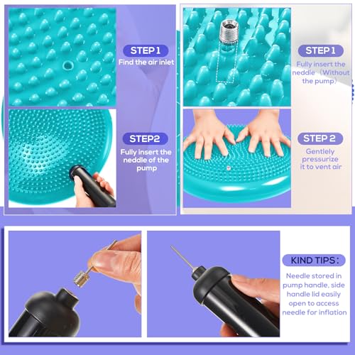 Meooeck 8 Pcs Balance Disc Set with Hand Pump - color: Fresh Colors