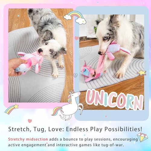 lilfrd Pink Unicorn Squeaky Dog Toy, Crinkle Plush Tug Toy for Dogs - style: Unicorn