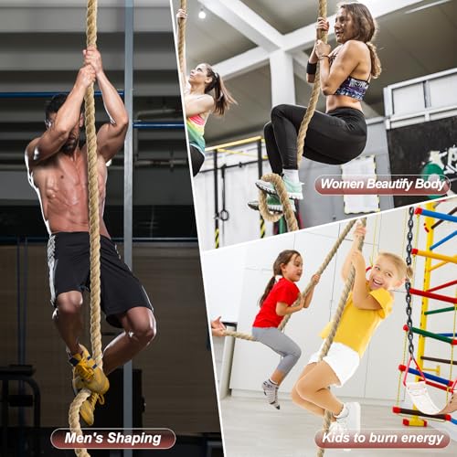 Climbing Rope Gym Exercise Ropes - 1.5 Inch Diameter 10FT 15FT 20FT 25FT 30FT 35FT 40FT 50FT Climb Rope for Fitness & Strength Training, Workout Climbing Rope for Adults Home Indoor or Outdoor - style: 1.5inch-50ft