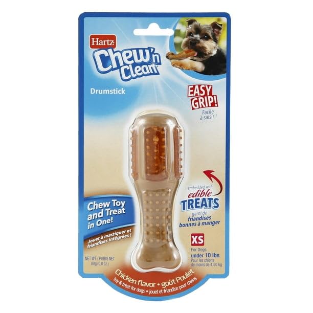 (2 Pack) Drumstick Dog Chew Toy, Chicken Flavored, Nylon, Extra Small, Dental Benefits, Easy to Grip Shape