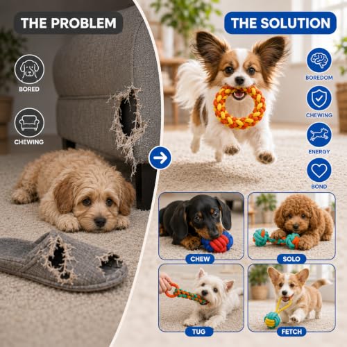 Aitmexcn Dog Rope Toys, 6 Pack Cotton Puppy Teething and Chew Toys - size: 6 Pack-Medium