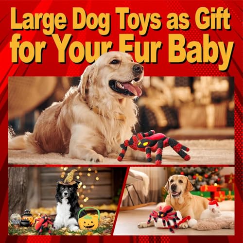 LEGEND SANDY Squeaky Dog Toys- Plush Dog Toys with Soft Fabric for Small, Medium, and Large Dogs Daily Companionship, Training Reward Gift - color: 1 Pack Red Spider