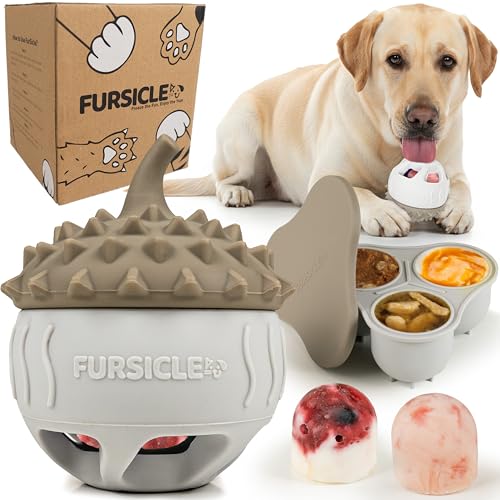 FURSICLE Frozen Dog Treat Toy Ball | Interactive Enrichment Dispenser & Silicone Mold to Freeze Yogurt Treat | Freezable Ice Licking Feeder Keeps Dogs Busy & Calm | Mental Stimulation & Boredom Buster - color: Fursicle - Orgininal