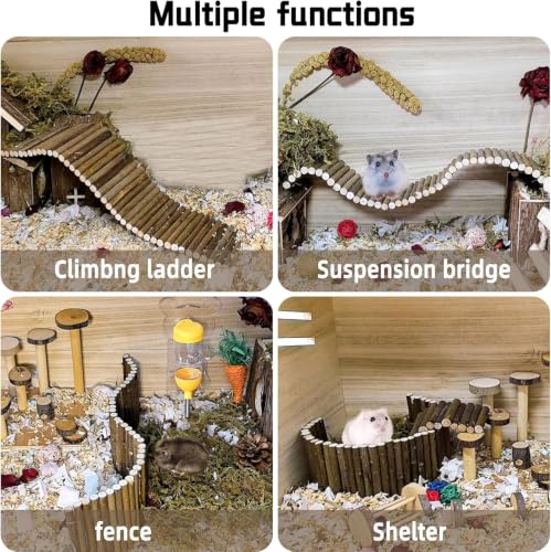 25.6 × 3.9 in Wood Hamster Bridge Rat Climb Toys for Gerbil Mouse Squirrel - size: 1PCS-25.6×3.9 in