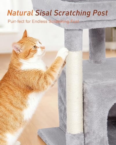23.6" Cat Tree for Large Cat, 19 * 15.8 in Large Perch, Light Gray - color: Light Gray