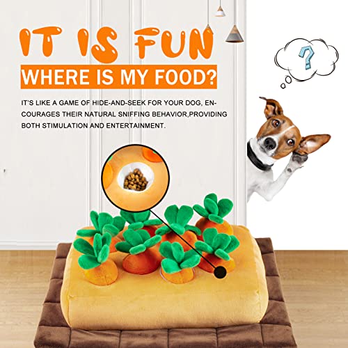 JOYELF Hide and Seek Plush Dog Toys, Interactive Squeak Dog Toys Teething Chew Toys Plush Carrot Field Educational Toys for Small Medium Large Dogs and Cats with 8 Carrots - color: Carrot field