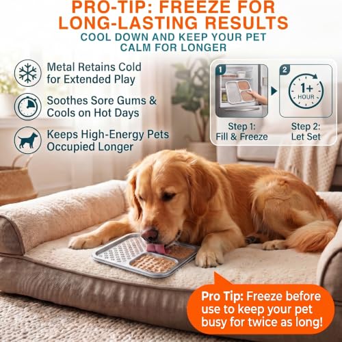 Stainless Steel Lick Mat for Dogs & Cats, Large Non-Slip Slow Feeder Pad with Suction Cups, Chew-Proof Dog Licking Mat for Anxiety Relief, Bathing & Grooming Time - size: 1 Pack