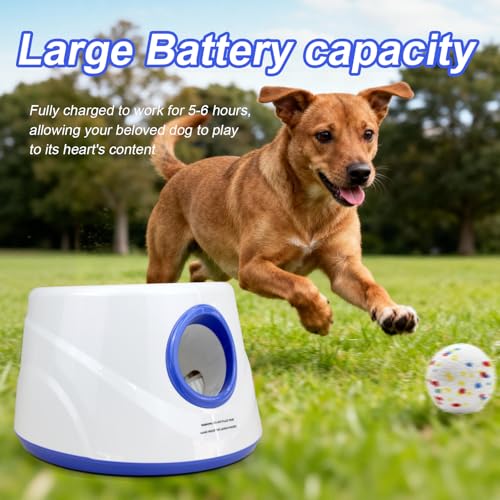 Automatic Dog Ball Launcher, 6 ETPU Balls, 20-45ft Distance - color: Blue-Standard
