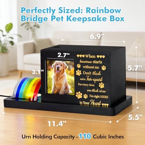 Rainbow Bridge Pet Memorial Gifts LED Light Dog Cat Urns with Photo Frame