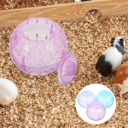 POPETPOP Hamster Exercise Ball, 3PCS 3.54inch Plastic, Running Toys for Small Animals, Reduce Boredom & Increase Activity, Random Color