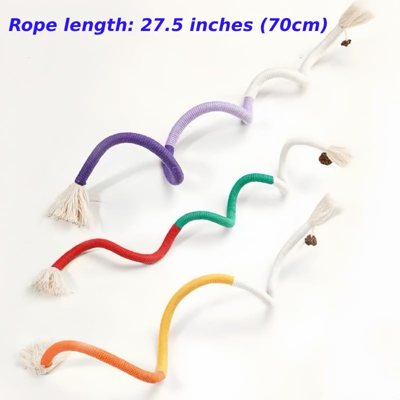 Cat Chewing Ropes Toys 3pcs with Refillable Natural Catnip, Safe Teeth Cleaning Chew Toy for Indoor Kittens, Interactive Cat Nip Kitty Toys for All Breeds (27.5 Inches)