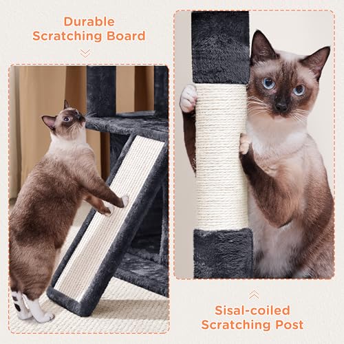 Yaheetech 36in Cat Tree Tower with Large Perch for Senior Kittens - color: Graphite Gray, size: 36in