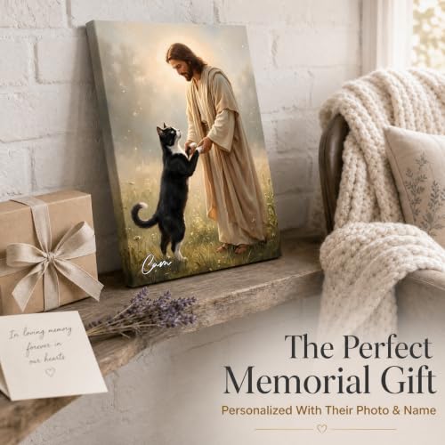KiKiLuna Personalized Jesus and Pet Memorial Canvas Wall Art - color: Design06