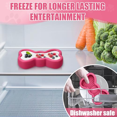 Lick Mat for Dogs, Animire Anti-Spilled Bow Tie Lick Bowls for Anxiety Relief, Silicone Slow Feeder Licking Pad with Suction Cups, Freezeable Dog Enrichment Toy for Boredom and Distraction(Rose,S) - color: A-Rose, size: S