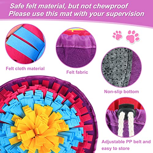 Vivifying Snuffle Mat for Dogs, 17 in Sniffing Bowl, Yellow, Blue & Purple - color: Yellow&Blue&Purple