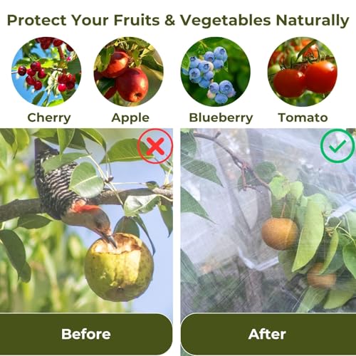 Fruit Tree Netting Cover with Zipper & Drawstring, 2 Packs 10ft x 10ft Insect Bird Barrier Netting for Garden Protection, Ultra Fine Mesh Garden Netting Pest Barrier, Extra Large - size: 10 x 10 ft(2 Packs)