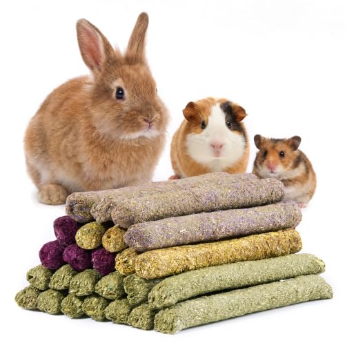 24pcs Rabbit Treats Chew Sticks Guinea Pig Toys Natural Timothy Grass Molar Teeth Sticks Bunny Hamster Chinchilla Small Animals - size: 24pcs treats
