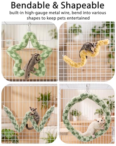 2Pcs Bendable Sugar Glider Climbing Ropes, Soft Fabric Paw-Safe
