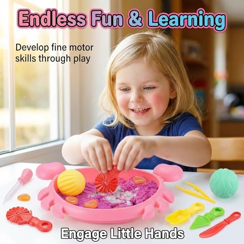 Carolart Mini Crab Sandbox, Sensory Bin with Color Changing Sand - style: Crab