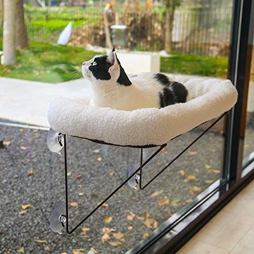 Zakkart Cat Window Perch, 100% Metal Supported from Below (White) - color: White