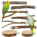 8-Piece Natural Wood Bird Perches for Budgie and Parakeet Cages - size: Core Perch & Platform - 8PCS