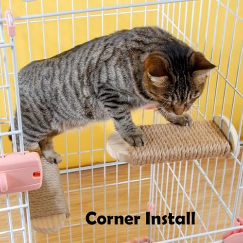 Cat Climbing Steps Scratching Tree - 2pcs Scratching Steps Sisal Hemp Cage Shelf Ladder Pets Perch Furniture Inside The cage with Install Screws (L) - size: L