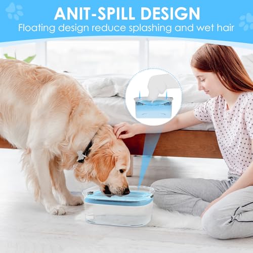 AONKEY 3L Dog Water Bowl No Spill, 101oz Large Spill Proof Dog Bowl Reduce Refill, Anti Splash No Mess Dispenser Dripless Slow Drinking Water Bowl for Sloppy Messy Drinkers (Sky Blue) - color: Sky Blue