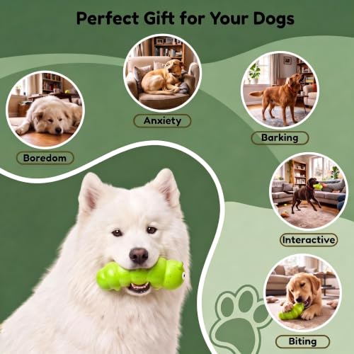 Squeaky Dog Chew Toys, Interactive Tough Indestructible Dog Toys for Aggressive Chewers, Medium to Large Dogs, Indoor & Outdoor Use - color: Green Chubby