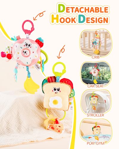 Jollybaby Pull Down Car Seat Stroller Hanging Toy for 0-12 Month Baby Toast - style: Toast