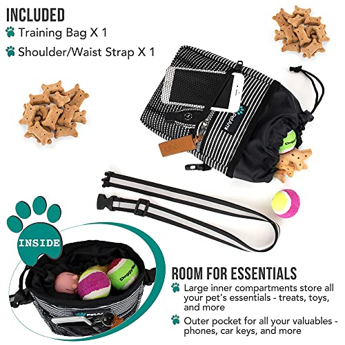 PetAmi Hands Free Dog Treat Pouch for Training and Walking, Stripes - color: Black Stripes