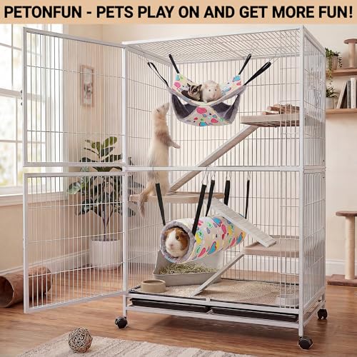 petonfun 2 Pack Ferret Rat Hammock Tunnel for Cage Accessories Toy Bed,Grey