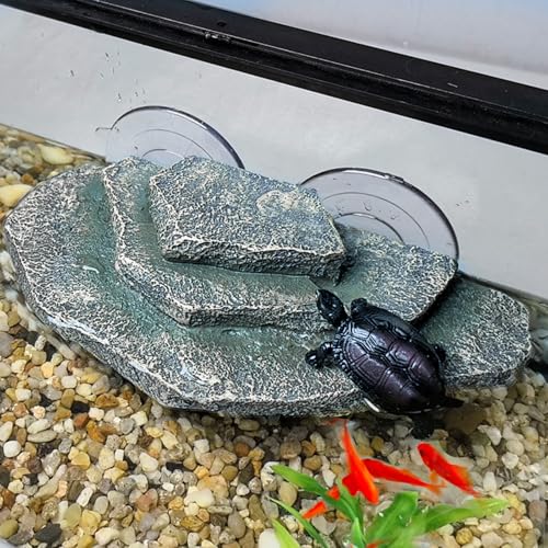 kathson Turtle Basking Platform Dock Rock,Resin Floating Resting Terrace - color: Teal：7.3”L×3.5”W×1.4”H