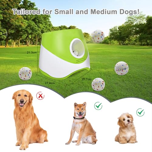 Automatic Dog Ball Launcher for Small to Medium Dogs, 2.2 Inch ETPU Dog Ball Thrower, 3 Distance Adjustable 19-39 Ft Interactive Dog Toy, Mental Stimulating Puppy Toy with 4 ETPU Balls (Light Green) - color: Light Green