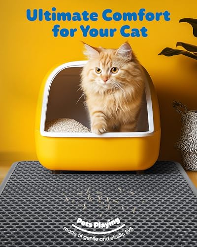 Powools Cat Litter Mat, 46 x 35 in, Waterproof, Non-Slip, Grey - color: Grey, size: 46 x 35 Inch