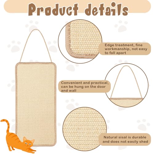 Dansydaisy 2 Pack Sisal Door Cat Scratcher Hanging Scratching Mat, Natural - color: Natural