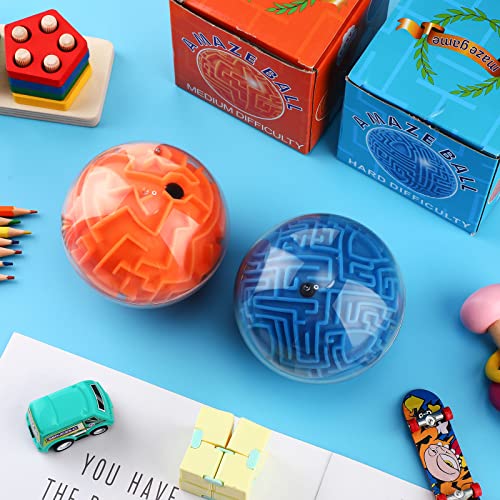Sumind 4 Pcs 3D Maze Ball Game Toys for Kids, Blue, Orange - color: Blue, Orange