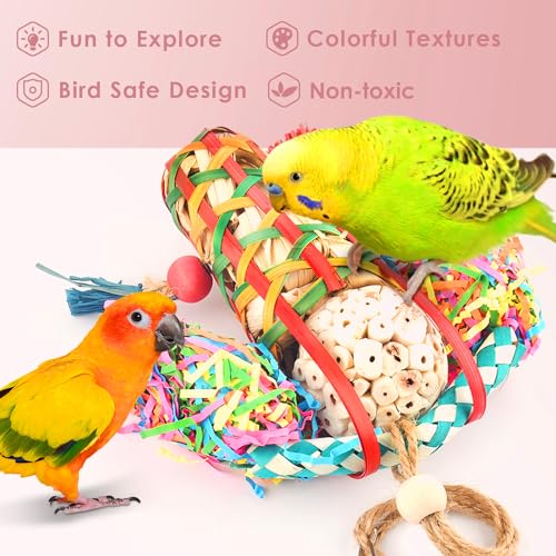 KATUMO Bird Toys Parakeet Toy Cockatiel Shredding Chew Conure Foraging Sola Enrichment for Conure Cockatiel Parakeet Lovebird Small to Medium Birds (2 Pcs) - size: 2 Pcs