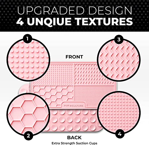 Pup Culture Dog Lick Mat for Dogs (2 Pack), Feeding Pad for Anxious Pets Plus 4 Different Puzzles for Mental Stimulation for Dogs - Supports Mental, Dental, and Digestive Health - Heavy Duty - color: Pink, size: 2 Pack