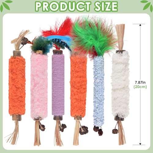 TINDTOP Cat Chew Toys, 6 Pack Silvervine Catnip Sticks for Kittens - color: 6 Pack