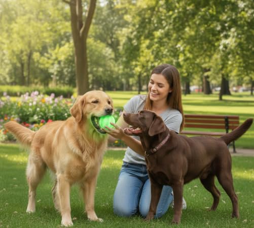 Glow in the Dark Treat Dispensing Dog Ball, Interactive Slow Feeder