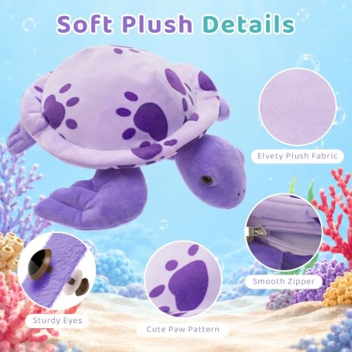 Muiteiur Purple Sea Turtle Stuffed Animal with Babies Inside, Turtle Plush - style: Purple Turtle