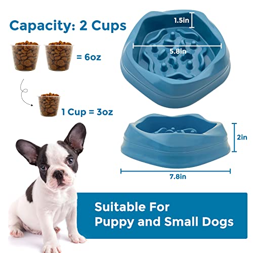 VANNON Slow Feeder Dog Bowls Non Slip Puppy Bowl Durable Dog Puzzle Feeder Bloat Stop Food Bowls for Puppy and Small Dogs, BPA Free, 2 Cups, Blue - color: D-Blue-Small-2Cups