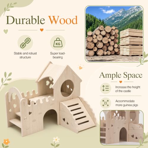 Wooden Hamster & Guinea Pig Castle Hideout, Double-Decker Maze Hut