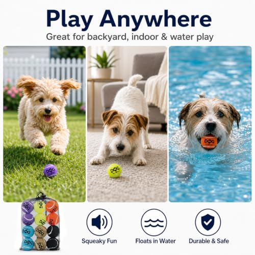 INSUM Tennis Balls for Dogs, 12 Pack Colorful Dog Toys Balls - size: Small