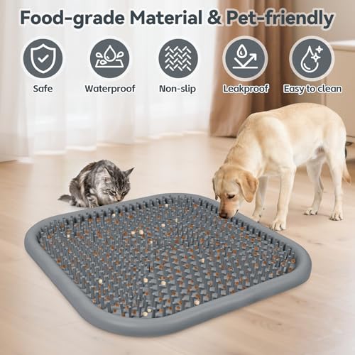 Snuffle Mat for Dogs 23.6" x 23.6" Silicone Large Slow Feeder Mat, Grey - color: Grey:23.6"x23.6"