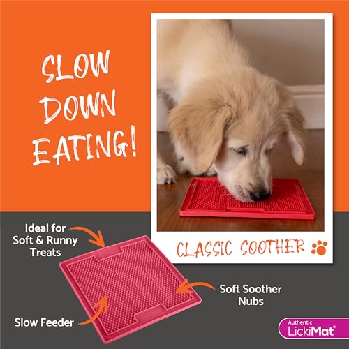 LickiMat Classic Soother Slow Feeder for Dogs Lick Mat Boredom Anxiety Reducer Perfect for Food Treats Yogurt Liquid Food Peanut Butter Fun Alternative to a Slow Feed Dog Bowl, Green - color: Green