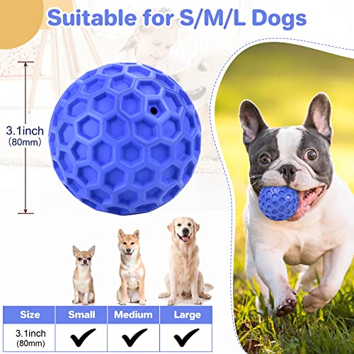 DISSKNIC Indestructible Squeaky Dog Ball, Relieves Anxiety, Cleans Teeth, Interactive Chew Toy for Aggressive Chewers, Dog Toy for Large Breeds, Outdoor Waterproof - color: Blue, size: Large